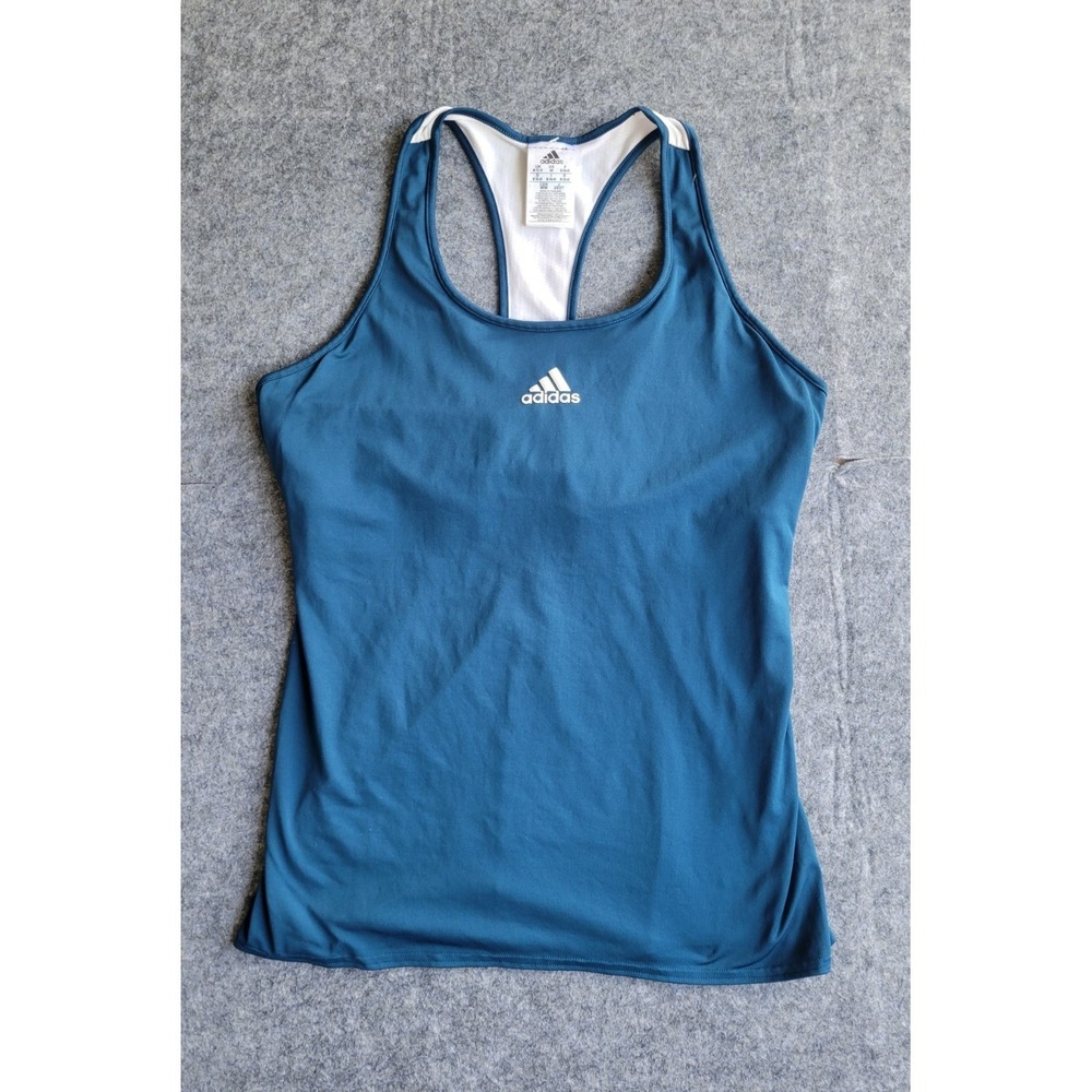 Adidas Women's Medium Blue Racerback Athletic Tank Top Workout Running